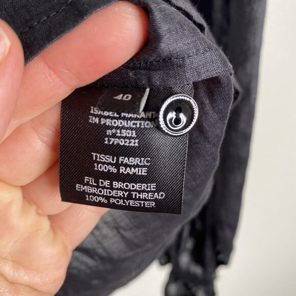 Isabel Marant Ruffle Blouse Black Size 40‎ (L) Ramie - Picture 3 of 5